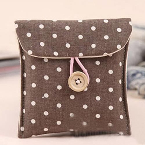 Antifouling Women Cosmetic Bag Portable Polka Dot Storage Pouch Sanitary Napkin Holder girls keys Cases Organizer Lady Bag