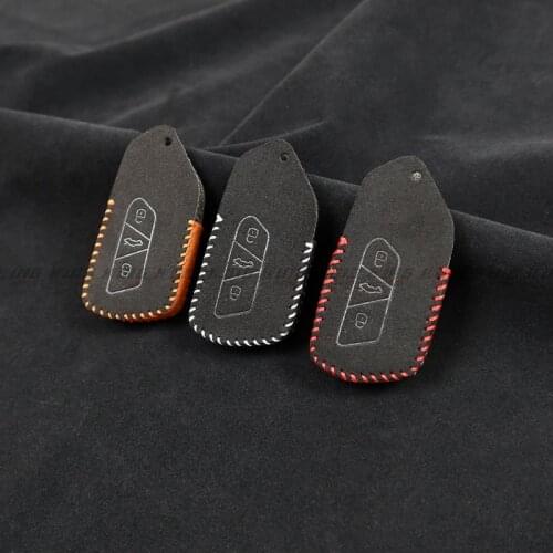 1pcs Suede leather car key Smart Key Case Key Fob Holder Cover Trim For Skoda Octavia A8 MK4 Mk8 2020 2021