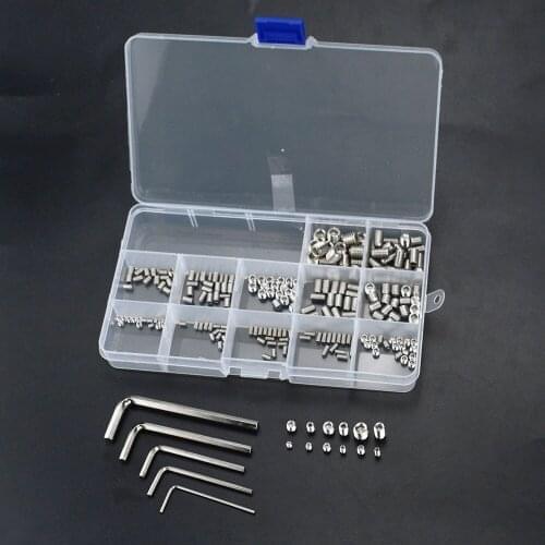 245PCS/BOX Hex Hexagon Socket Set Screw Flat Point Stainless Steel Grub Screw Assortment Kit M3 M4 M5 M6 M8 Headless Set Bolt