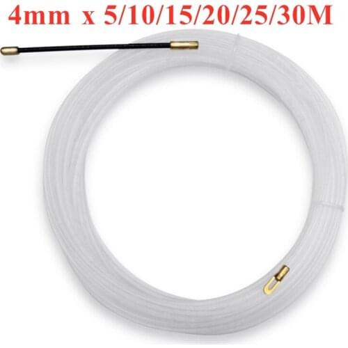 4mm Nylon Wire Cable Push Puller 5/10/15/20/25/30M Running Cable Wire Kit Wall Electrical Cable Fish Tape Installing Rods Wiring