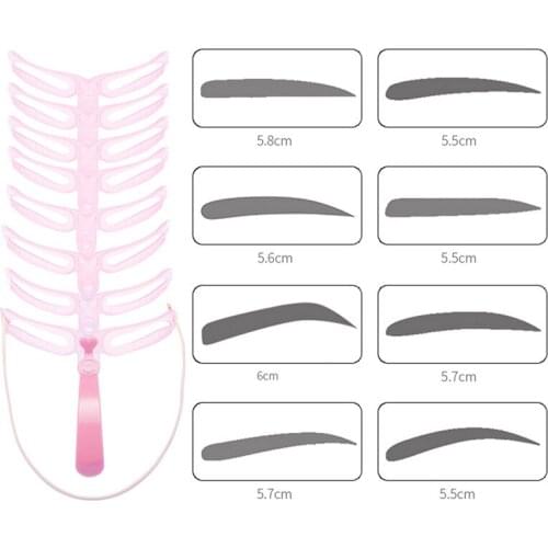 8 in1 Eyebrow Mold Eyebrow Stencils Reusable Design Eyebrow Grooming Card