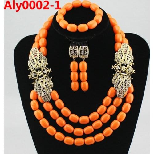 African Beads Jewelry Set 2020 Nigerian Wedding African Beads for Brides Party Bridal Jewelry Set Free Shipping Aly0002-1