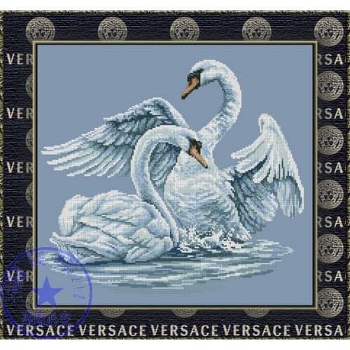 FREE delivery hot selling Top Quality cross stitch kit swan swans lover couple mate in the lake