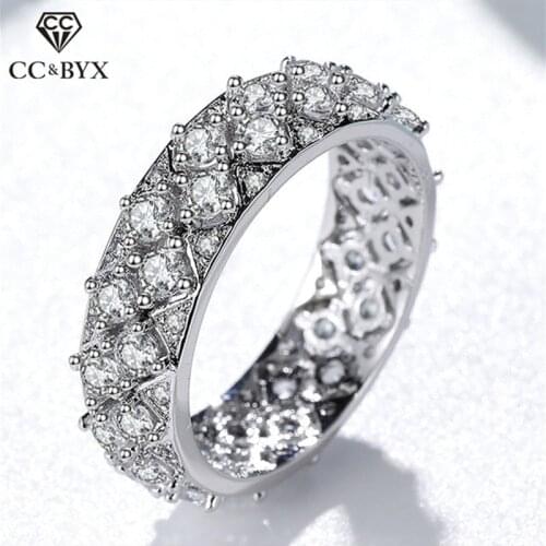 CC Gypsophila Rings For Women Solid 925 Silver Full Diamant Cubic Zirconia Trendy Bridal Wedding Jewelry Drop Shipping CC1609