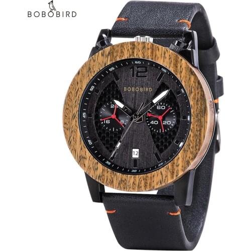 BOBO BIRD Mans Wood Watch Men relogio masculino Quartz Timepieces Chronograph Show Date Military Wristwatches Dropshipping