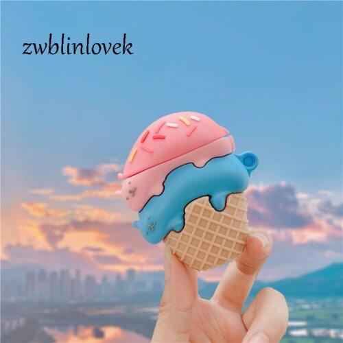 Cute summer cat ice cream 3d case for airpods 1 2 pro charging case soft silicone wireless bluetooth headset protect cover coke