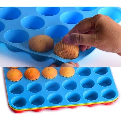 1pcs 4Colors Mini Muffin Cup Silicone Chocolate Candy Mould Baking Accessories Ball Shaped 24 Holes KItchen Gadgets