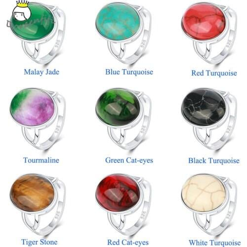 Hot 2020 New agate Malay Jade Stone Oval Vintage Retro 925 Sterling Silver Rings for Womens Ring Mens Jewelry Mothers Day Gift