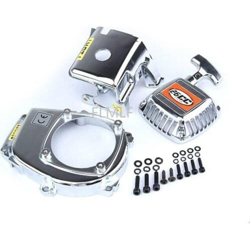 Chrome Flywheel Cover and Cylinder Cover and Pull Starter Kits Fit for 1/5 HPI ROVAN ROFUN KM GTB TS BAJA Engines Parts