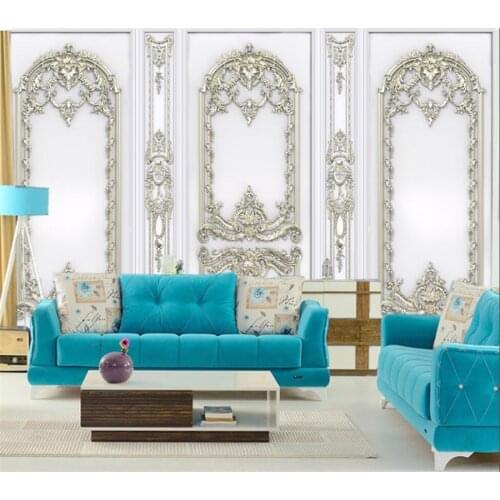 Customized Wallpaper Nordic 3D Stereo Wall Panel Golden Embossed Carved Flower Background Wall Living Room Bedroom Office Обои