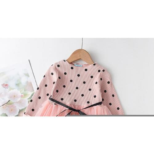 Menoea Princess Long sleeve Children Dress Infant 2020 Spring Girl Clothes Bow Dot Tutu Ball Gown Party Dresses Kid Girl clothes