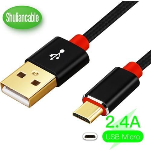 Shuliancable Micro USB Cable 2.4A Nylon Fast Charge USB Data Cable for Samsung Huawei Xiaomi Redmi LG Microusb Charger Cable