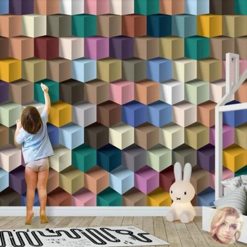 Milofi custom large 3D modern minimalist diamond geometry art deco living room bedroom wall decoration wallpaper mural