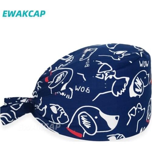 Fashion Breathable Scrub Cap Printed Button Working Hat Casual Unisex Outdoors Nurse Work Hat For Home Worker Outdoor