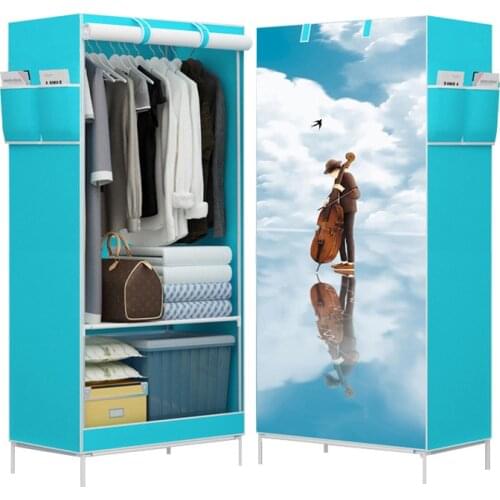 Cartoon Cloth Single Wardrobes Storage Cabinet Non-woven Panorama Folding Cloth Closet 3D Wardrobe Small Wardrobe Closet