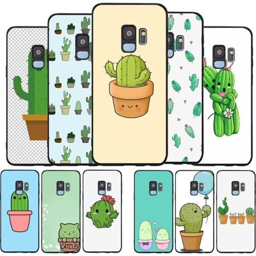 Cartoon Cactus Soft Case For Samsung S20 S10 S9 S8 S7 S6 EDGE Plus Lite For Note 8 9 10 Cover A7 A8 A9 black Cases