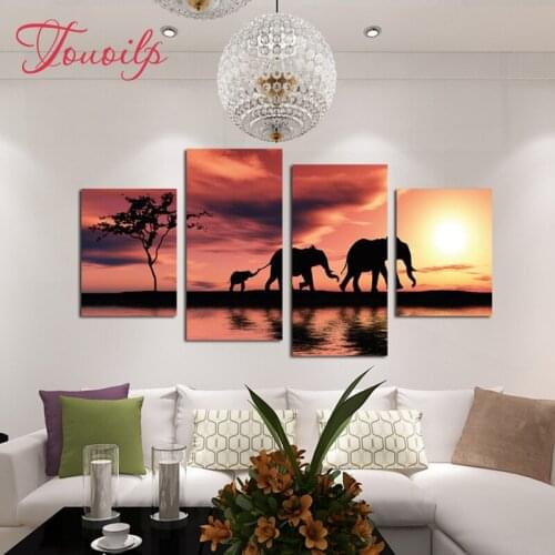 4pcs diamond painting elephant mother and the baby,5D Diamond embroidery Home Decoration needlework 5D Cross stitch rhinestone