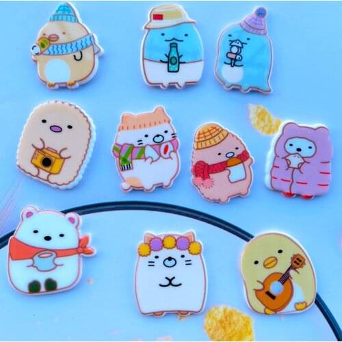 10/20 New Shiny Cartoon Cute Bear Animal Acrylic Flat DIY Crafts Mobile Phone Shell Ornament Accessories 021