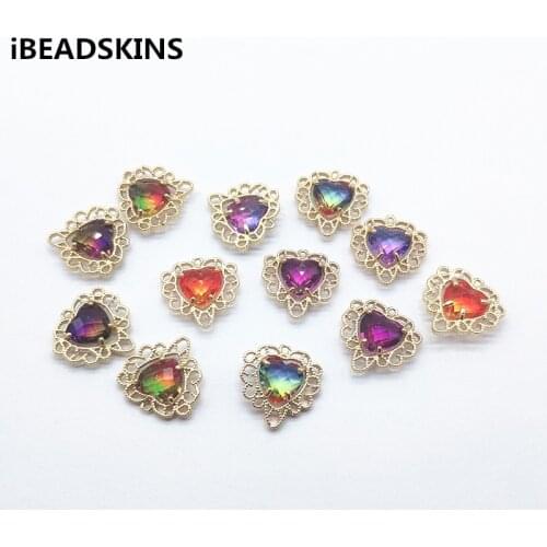 New arrival! 19x19mm 50pc Crystal glass Heart-shape Connectors for HandMade Earrings Parts Jewelry Findings Jewelry Necklace DIY