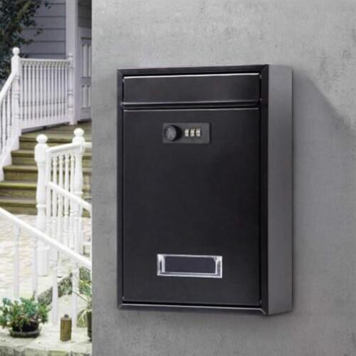 New 12 Inch Mental Coded Lock Vintage Drop Letterbox Wall Hanging Mounted Locking Mailbox Post Box with Keys Newspaper Box