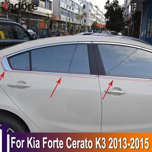 For Kia Forte Cerato K3 2013 2014 2015 Stainless Steel Window Glass Decoration Strips Trim Exterior Moulding Car Styling