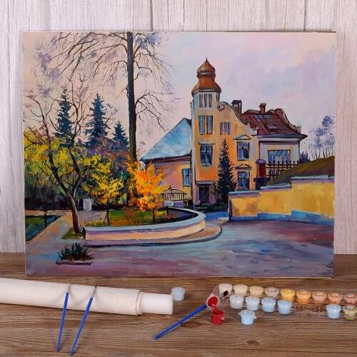 Landscape Lviv DIY Painting By Numbers Package Acrylic Paints 40*50 Paiting By Numbers Wall Decoration Crafts Handiwork