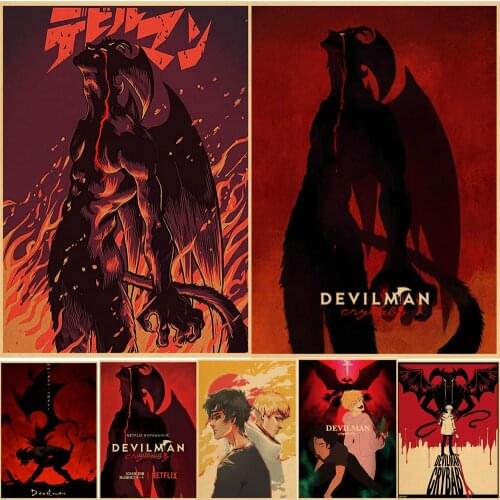 Japanese Anime Devilman Crybaby Poster Cartoon Kraft Paper Vintage High Quality Art Print Wall Sticker Home Decoration Painting