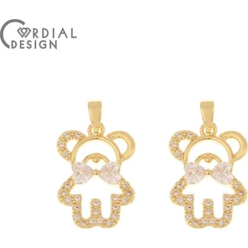 Cordial Design 20Pcs 14*19MM Pendant/Jewelry Accessories/Hand Made/Earring Findings/Genuine Gold Plating/CZ Charms For Necklace