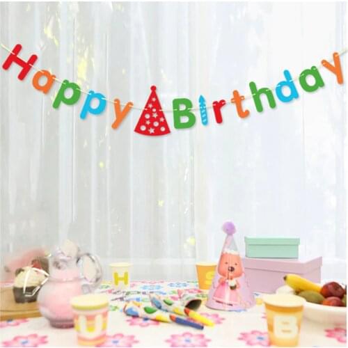 Many colors Kids Happy Birthday Banner Pennant Garland Hanging Letters Props Birthday Baby anniversary party decoration supplies