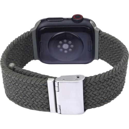 GOOSUU Green Braided Solo Loop Band For Apple Watch Se Strap 44mm 40mm Elastic Wristband Bracelet on Smartwatch Series 42mm 38mm
