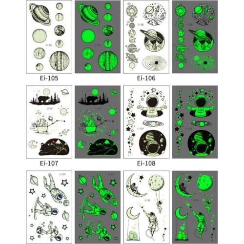 Luminous Tattoo Stickers for Children Body Art Space Cartoon Temporary Kid Glow Paste on Face Arm Leg fake Tattoos Sticker