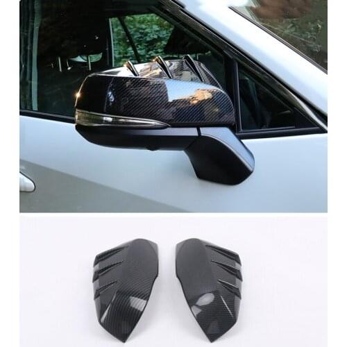 Carbon Fiber Black Side Door Mirror Cover Trim 2pcs For Toyota RAV4 2019-2021
