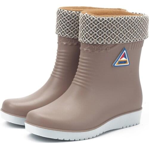 Waterproof Rain Boots Women Anti-Skid Rainy Walking Shoes Ladies Rubber Martins Ankle Bootie Fashion Wading Shoes for Workout