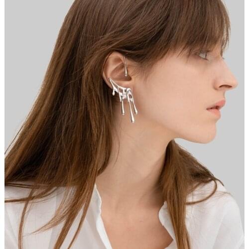 Dripping hook earring for women gold lava melt hyperbole statement hanging stud earring unique cool unusual punk hip-hop