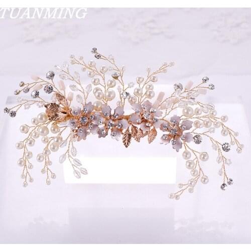 Women Hair Clips Pearl Rhinestone Flower Hairpins Hair Accessories Wedding Rhinestone Pearl Hairpin And Clip Bride Headdress