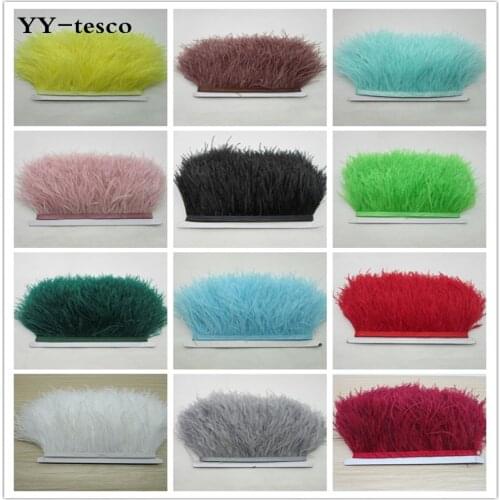 1 meter fluffy beautiful ostrich feathers trim cloth with 8-10cm wide skirt / dress / dress party DIY crafts