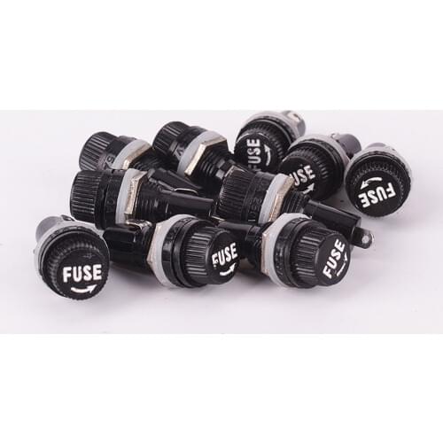 10Pcs/set Durable Fuse Mount Holders Panel Mount Screw Cap Fuse Holder Case for Glass Tube Fuses 5x20mm