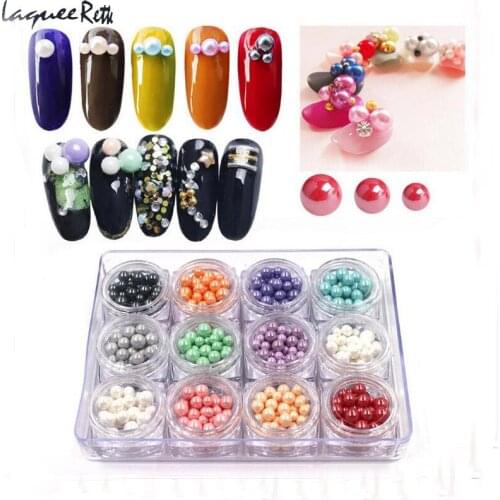 12 Color Rhinestones 2017 Crystal Clear Nail Rhinestoens For Nails Round 3D Pearl Nail Art Decorations Gems Accessoires