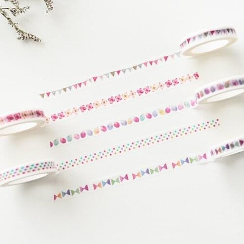 15PCS Mix Japanese Paper Tape Hand-painted Flower Plants Flag Dividing Lines Masking Tape Frame Washi Tape Scrapbooking Stickers