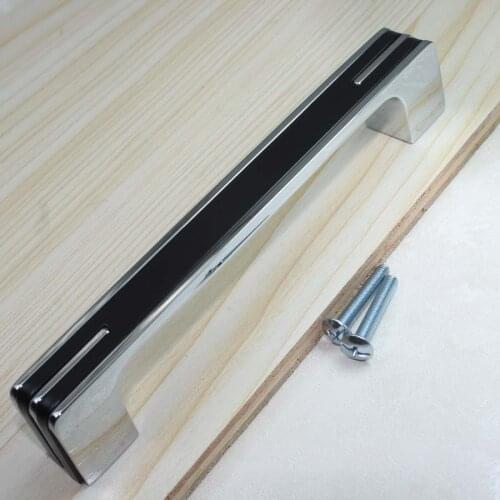 160mm Modern simple Dresser Drawer Pull Handles Black/ Fashion shiny silver Kitchen Cabinet Handle Pulls solid handles