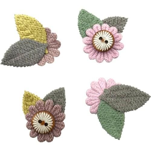 200PCS Sun Flower Appliques for Kids Hair Clips Fashion Needlework knitting Patches for Girls Hair Accessories