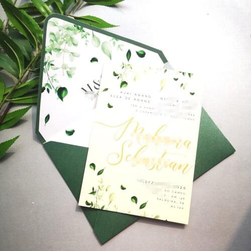Blackish Green Envelope With Logo Printing,Acrylic Card Wedding Invitations Party Birthday Decoration Customize Free Shipping