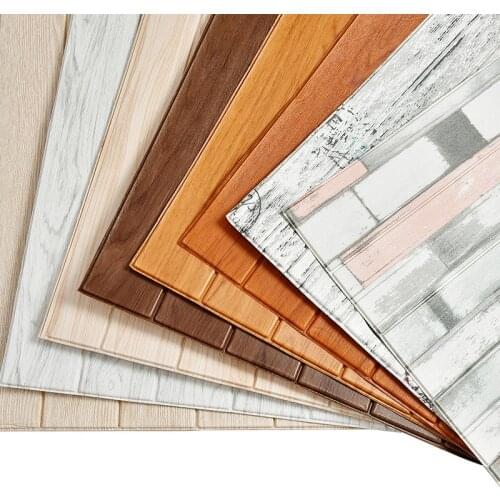 3D Wooden Wall Sticker Home Decor PE Foam Waterproof Wall Covering Self Adhesive Wallpaper For Living Room Bedroom