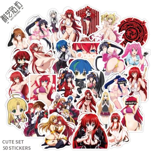 50pcs/set Japan Anime High School DxD Tsto Issei Rias Gremory Guitar Decoration Waterproof Stickers Gifts