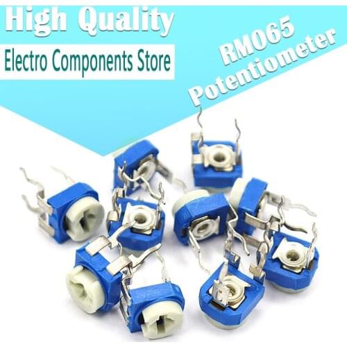 65Pcs RM065 RM-065 100 200 500 1K 2K 5K 10K 20K 50K 100K 200K 500K 1M ohm Trimpot Trimmer Potentiometer Variable Resistor Kit