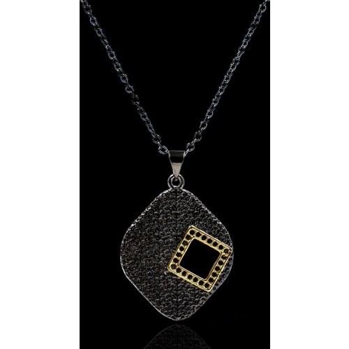 925 Silver Irregular Shape Zircon Hollow Punk Style Pendant Necklace Creative Black Gold Jewelry Earring For Women Chain
