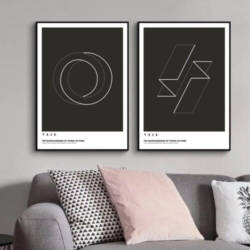 Abstract Geometric Black and White Poster and Print Canvas Painting Fashionable Wall Pictures for Living Room Home Office Decor