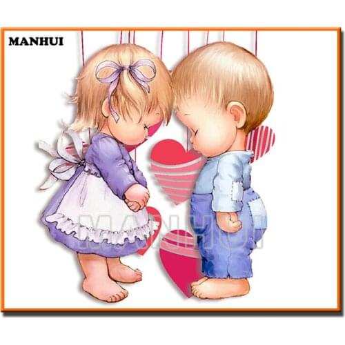 New diamond mosaic rhinestone full square/round diy Diamond painting cross stitch Two cute children diamond embroidery MH453