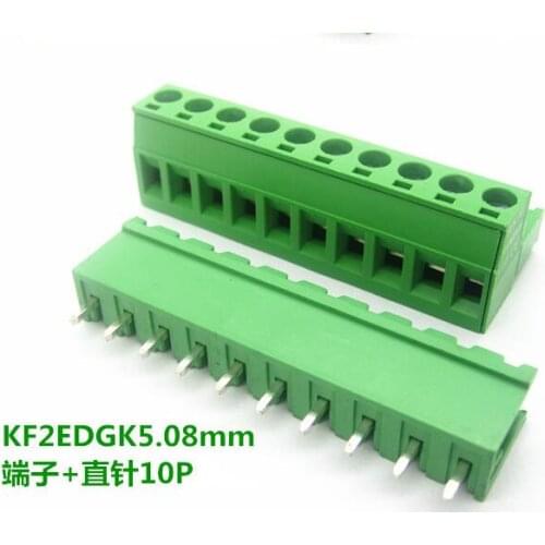 Free shipping 2 sets ht5.08 10pin Terminal plug type 300V 10A 5.08mm pitch connector pcb screw terminal block