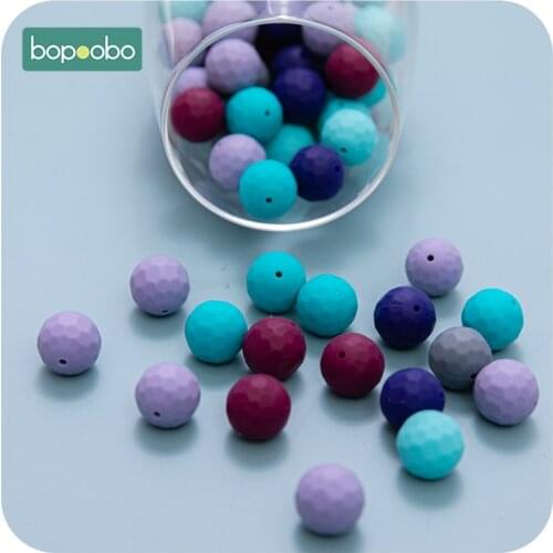 Bopoobo 15mm 30pc Silicone Beads Multifaceted Beads Food Grade Silicone Teether DIY Pacifier Clips Beads Necklace Baby Teether